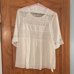 White Lace Detail Women's Top